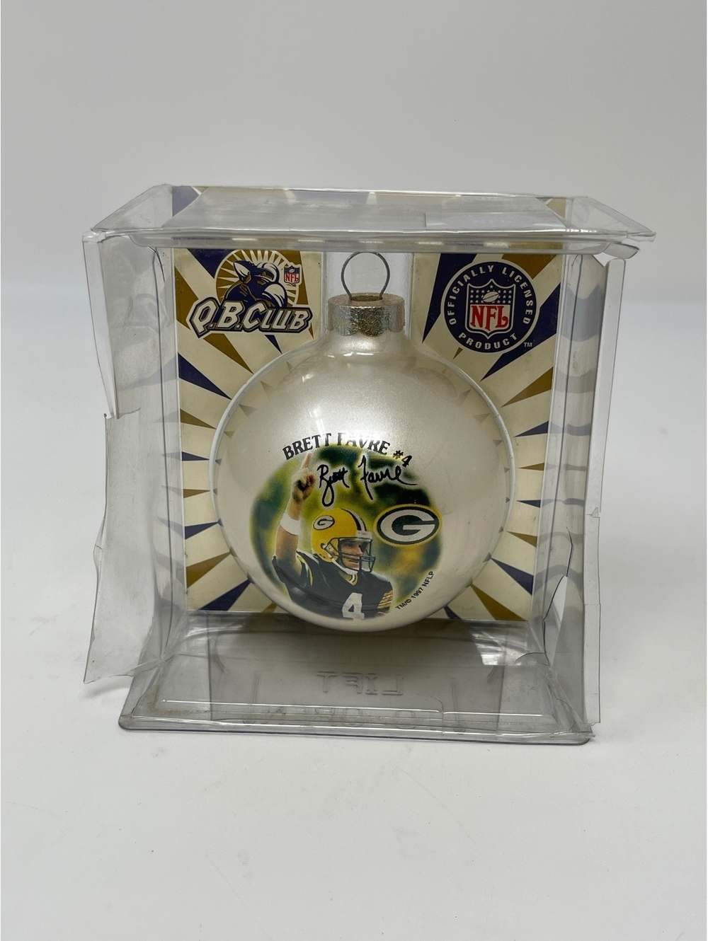 Vintage Brett Favre #4 Green Bay Packers NFL QB Glass Christmas Ornament 1997